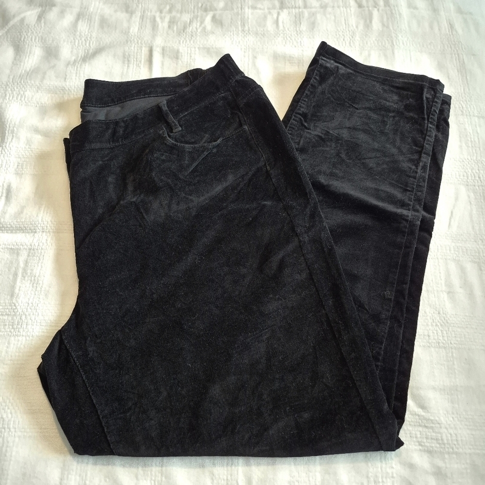 J. Jill women's size 20 black corduroy pants, side waist elastic EUC
